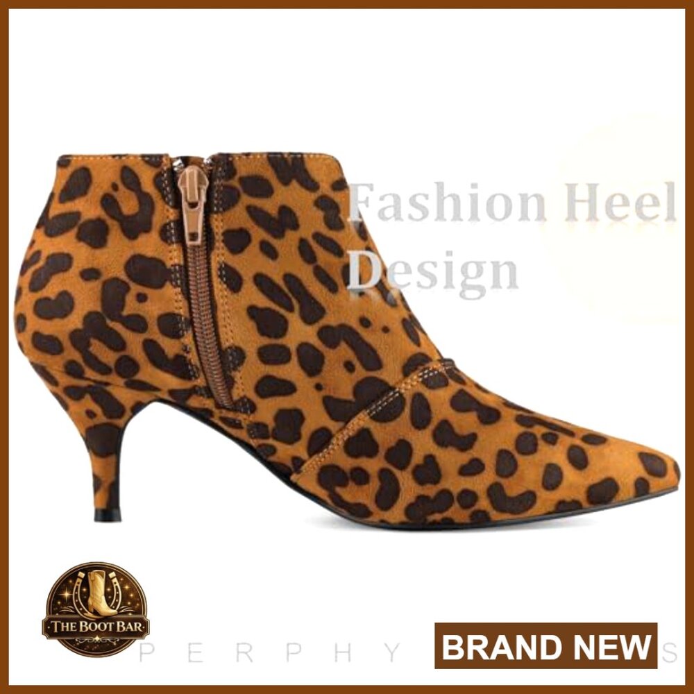 Faux Suede Pointed Toe Cutout Kitten Heel Ankle Booties - Picture 5 of 5